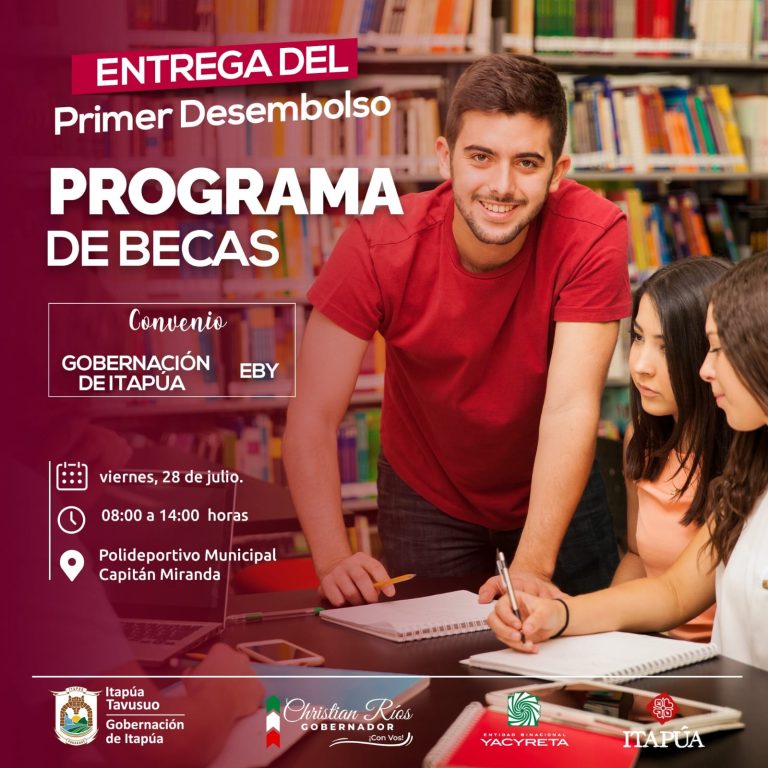 Pago del primer desembolso año 2023 del Programa de Becas Entidad Binacional Yacyretá-Gobernación de Itapúa