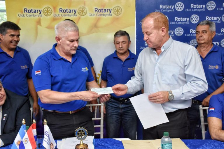 Gobierno departamental entrega aporte al Rotary Cambyretá a ser destinado a compra de equipo para el cenade