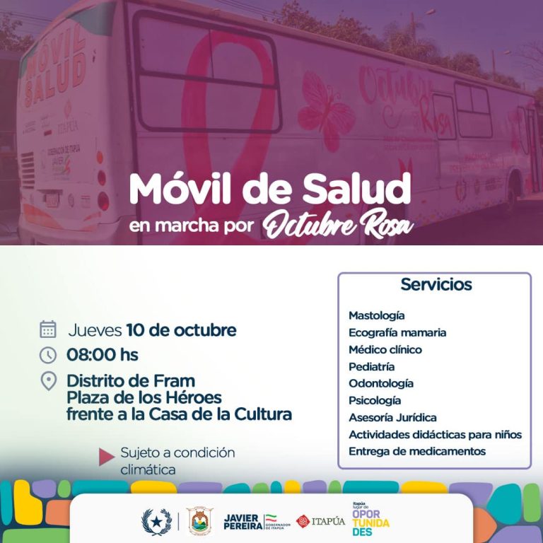 Móvil salud brindará atenciones en Fram