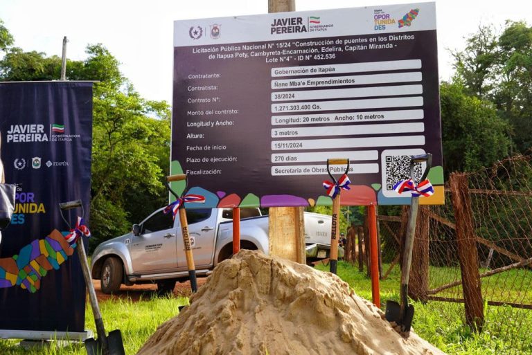 GOBIERNO DE ITAPÚA INICIA CONSTRUCCIÓN DE PUENTE SOBRE EL ARROYO POTIY