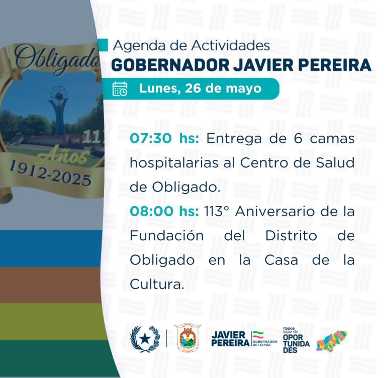 AGENDA OFICIAL EN OBLIGADO | LUNES 26 DE MAYO