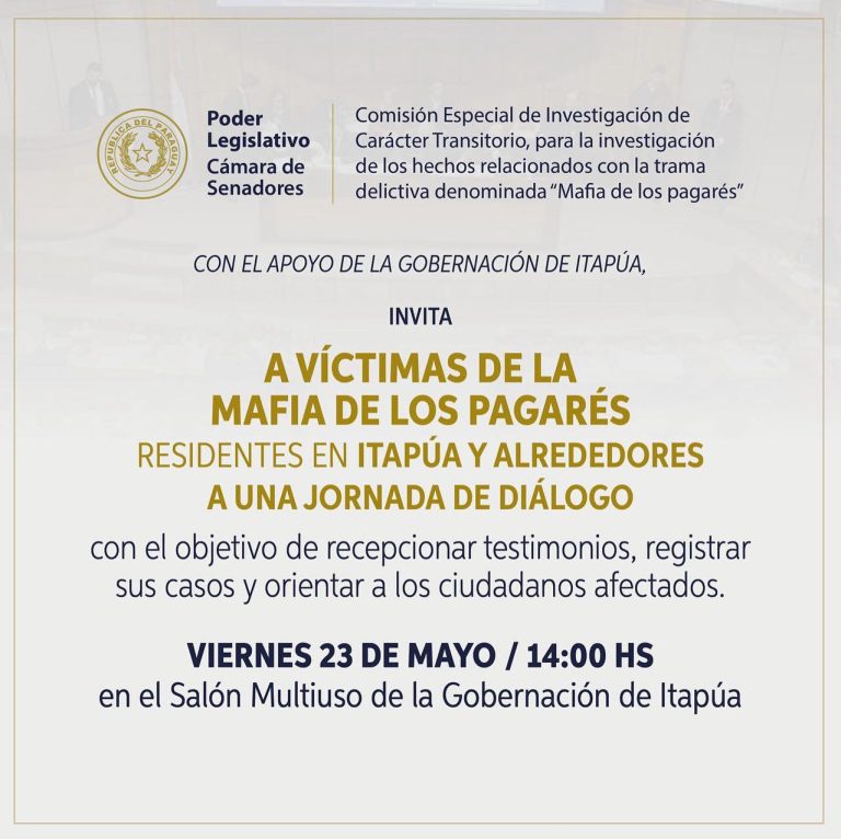 DIÁLOGO CON VÍCTIMAS DE LA “MAFIA DE LOS PAGARÉS” EN ITAPÚA