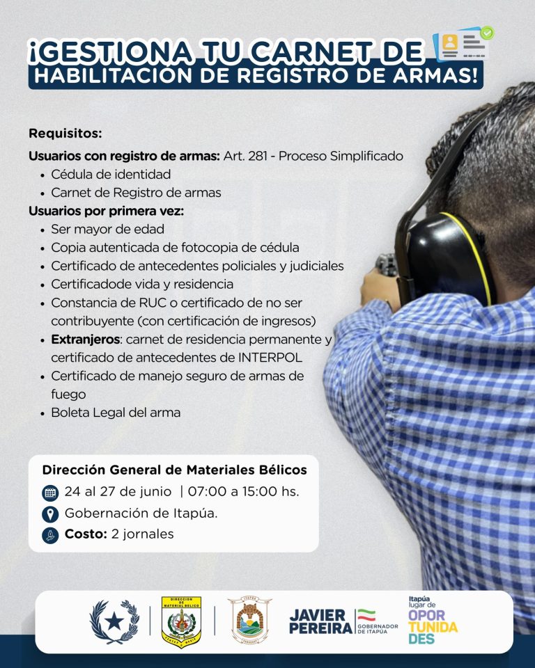 ¡Gestioná tu Carnet de Registro de Armas en Itapúa!