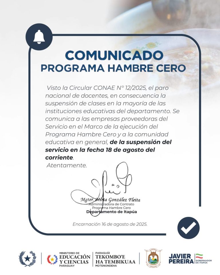 🔴⚪️🟢 Aviso importante a las familias itapuenses:
