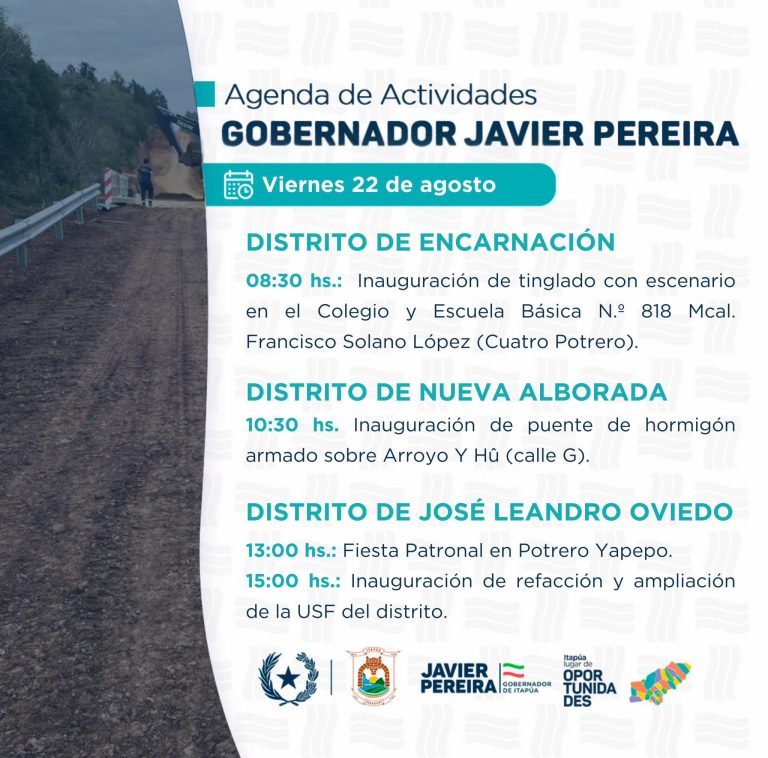 AGENDA OFICIAL – GOBERNADOR JAVIER PEREIRA